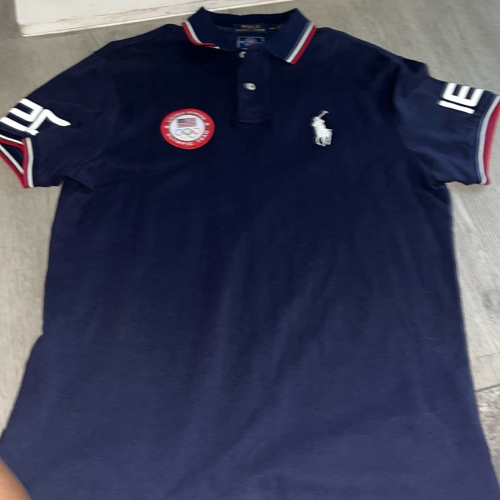 Ralph Lauren Mens L Spell Out Athlete Issued 2016 Olympics Collared Polo Shirt